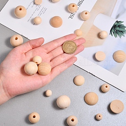 400Pcs 8 Style Unfinished Natural Wood Cabochons & Beads&nbsp;WOOD-SZ0001-02