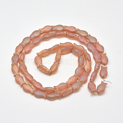 Frosted Electroplate Glass Fish Beads Strands&nbsp;EGLA-M001-A03