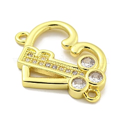 Rack Plating Brass Pave Clear Cubic Zirconia Connector Charms&nbsp;KK-B091-33G