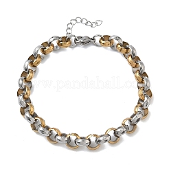 Two-tone 304 Stainless Steel Rolo Chain Bracelets for Women&nbsp;BJEW-A160-05GP