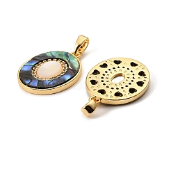 Brass Paua Shell Pendants&nbsp;KK-G538-38G-02