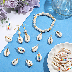 28Pcs 7 Styles Natural Cowrie Shell Copper Wire Wrapped Pendants&nbsp;FIND-SC0015-50