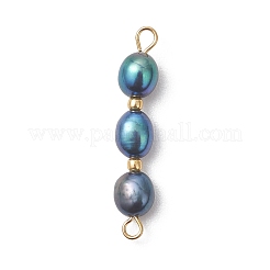 Natural Cultured Freshwater Pearl Potato Beaded Links Connector Charms&nbsp;PALLOY-JF05038