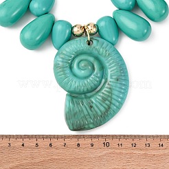 Conch Shaped Resin Pendant Teardrop Beaded Necklaces&nbsp;NJEW-Z094-01G