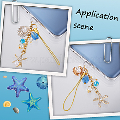 6Pcs 6 Styles Glass & Alloy Enamel & Rhinestone & Glass Pearl Mobile Straps&nbsp;HJEW-SC0001-88