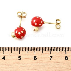 Brass Enamel Stud Earrings&nbsp;EJEW-F372-01B-G
