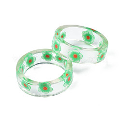 Transparent Resin Flower Finger Ring for Women&nbsp;RJEW-T022-029