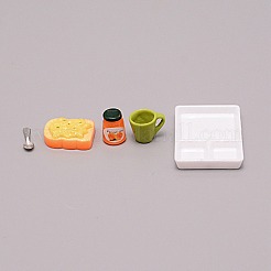 Resin Dollhouse Miniature Mashed Potato Bread Jam Plate Cup Spoon Set&nbsp;DJEW-WH0034-19