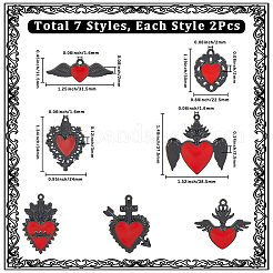 14Pcs 7 Styles Rack Plating Alloy Enamel Pendants&nbsp;FIND-SC0015-17
