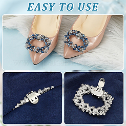 4Pcs 2 Styles Flower Brass Rhinestone Shoe Decorations&nbsp;AJEW-GA0006-94B