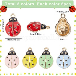 30Pcs 5 Colors Alloy Enamel Pendant Rhinestone Settings&nbsp;ENAM-SC0004-91