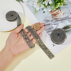 Rhinestone & Glass Seed Bead & Iron Curb Chain Ribbon&nbsp;DIY-WH0349-222