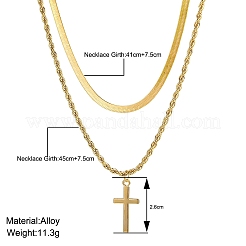 2Pcs Alloy Cross Pendant Necklace Sets&nbsp;PW-WG2F292-01