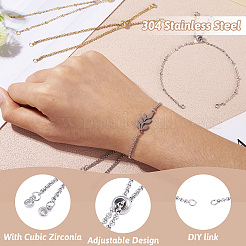 2 Sets 2 Colors 304 Stainless Steel Satellite Chain Bracelet Slider Making&nbsp;MAK-TA0001-22