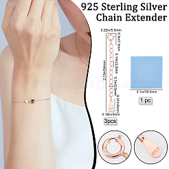 3Pcs 925 Sterling Silver Chain Extender&nbsp;FIND-BBC0001-26RG