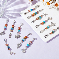 40Pcs 10 Styles Tibetan Style Sea Animal Alloy Pendant Decorations&nbsp;HJEW-GO00010
