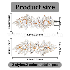 4Pcs 4 Style Flower Crystal Rhinestone Pearl Hair Barrettes&nbsp;OHAR-GO0001-08