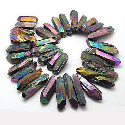 Irregular Strip Electroplated Natural Quartz Crystal Beads Strands&nbsp;G-N0128-59
