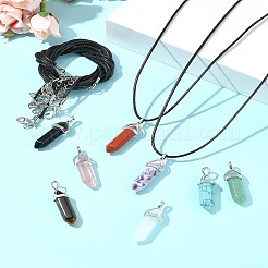 DIY Natural & Synthetic Gemstone & Waxed Cord Necklace Making Kits&nbsp;DIY-FS0008-04B