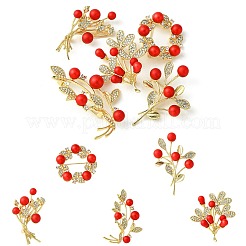 5Pcs 5 Styles Alloy Rhinestone Brooch&nbsp;JEWB-CJ0001-09