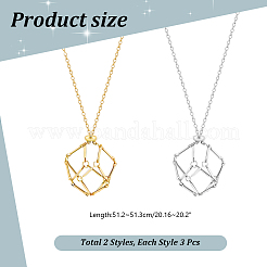6Pcs 2 Colors Crystal Holder Cage Necklace&nbsp;NJEW-UN0001-48