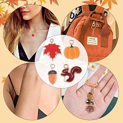 64Pcs 14 Styles Autumn Theme Alloy Enamel Pendants&nbsp;ENAM-SZ0003-35