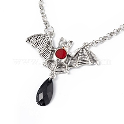 Plastic Bat with Teardrop Pendant Necklace & Dangle Earrings&nbsp;SJEW-G081-01AS