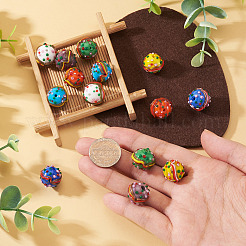 14Pcs 7 Colors Handmade Lampwork Bumpy Beads&nbsp;LAMP-TA0002-42