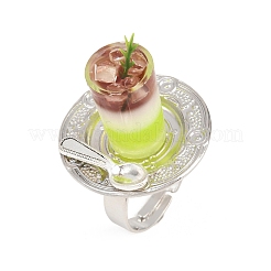 Afternoon Tea Resin & Plastic Adjustable Finger Rings for Women&nbsp;RJEW-K317-01H