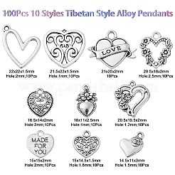 100Pcs 10 Styles Tibetan Style Alloy Pendants&nbsp;TIBEP-CJ0002-64