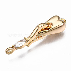 Brass Micro Pave Clear Cubic Zirconia Hook Clasps&nbsp;KK-T063-69G-NF