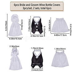 2 Sets Organza & Cloth Bride and Groom Wine Bottle Cover&nbsp;AJEW-CP0001-47