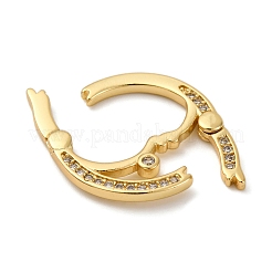 Flat Round Brass Micro Pave Cubic Zirconia Twister Clasps&nbsp;KK-P308-51G