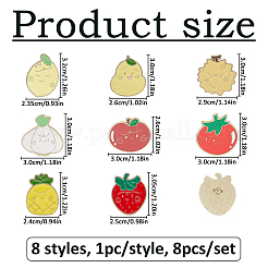 8Pcs 8 Styles Fruits/Vegetables Alloy Enamel Lapel Pin Backs for Backpack Clothes&nbsp;JEWB-FH0002-87