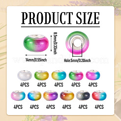 44Pcs 11 Colors Two Tone Opaque Resin Rondelle European Beads&nbsp;RESI-TA0005-48