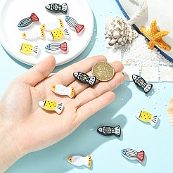 8Pcs 4 Colors Printed Opaque Resin Beads&nbsp;RESI-YW0006-42