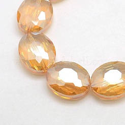 Faceted Electroplate Crystal Glass Oval Beads Strands&nbsp;EGLA-F059-M