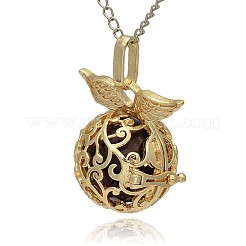 Golden Tone Brass Hollow Round Cage Pendants&nbsp;KK-J230-06G
