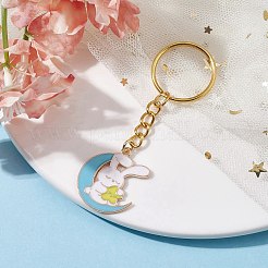 Moon with Rabbit Alloy Enamel Pendant Keychain&nbsp;KEYC-JKC00623-01