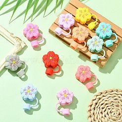 11Pcs 11 Colors Flower Silicone Straw Cap&nbsp;SIL-CJ0002-80