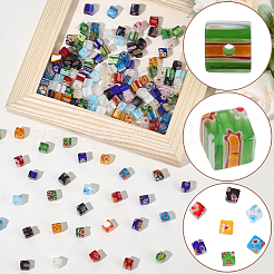 180Pcs Cube Handmade Millefiori Glass Beads&nbsp;LK-PA0001-08