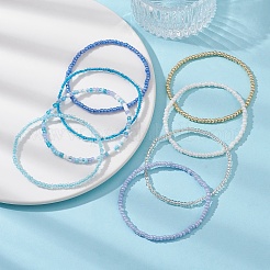 8Pcs 8 Color Glass Seed Beaded Stretch Bracelets Set for Women&nbsp;BJEW-JB09661-02