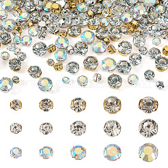 300Pcs 15 Styles Flat Round Sew on Rhinestone Montee Beads&nbsp;STAS-TA0006-18