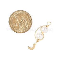 3Pcs 3 Styles Copper Wire Wrapped Shell Pearl Round Beded Pendants&nbsp;PALLOY-JF04677