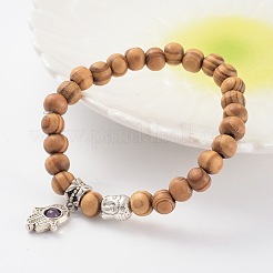 Wood Beaded Stretch Bracelets&nbsp;BJEW-JB02126