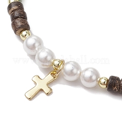 3Pcs 3 Colors 304 Stainless Steel Cross Charm Bracelets&nbsp;BJEW-JB11561