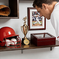 12-Slot Wooden Champion Rings Storage Boxes with Clear Acrylic Window Lid&nbsp;CON-WH0089-287