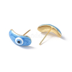Enamel Curved Oval with Evil Eye Stud Earrings&nbsp;EJEW-G334-02G-04