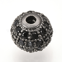 Brass Micro Pave Cubic Zirconia Beads&nbsp;ZIRC-Q013-10mm-143B