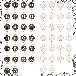 52Pcs 2 Colors Alloy Enamel Letter Links Connector Charms&nbsp;ENAM-SC0006-62